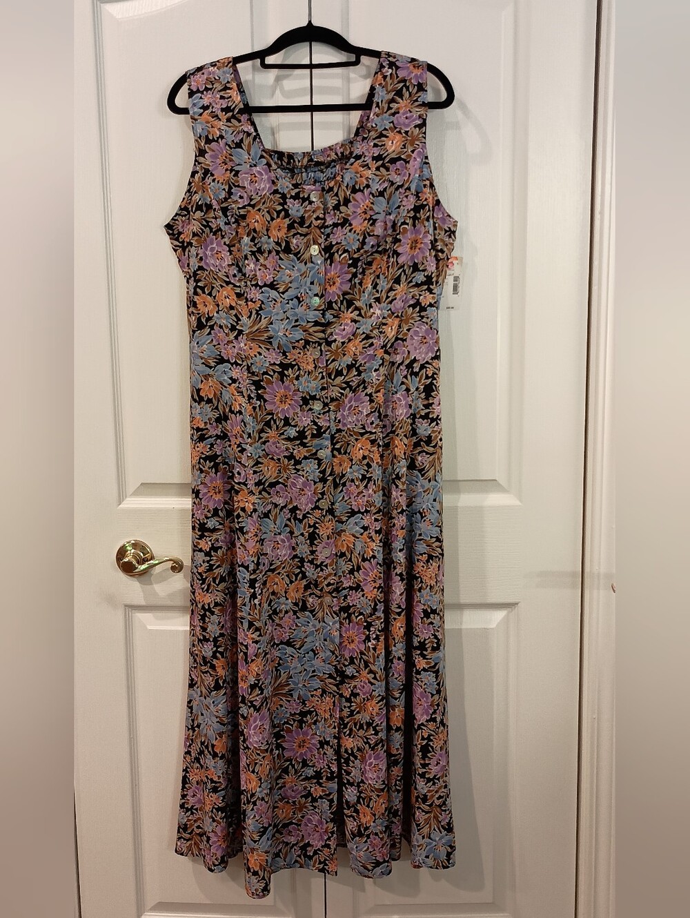 JBL Floral Maxi Dress with Periwinkle Blue & Peach Floral Print